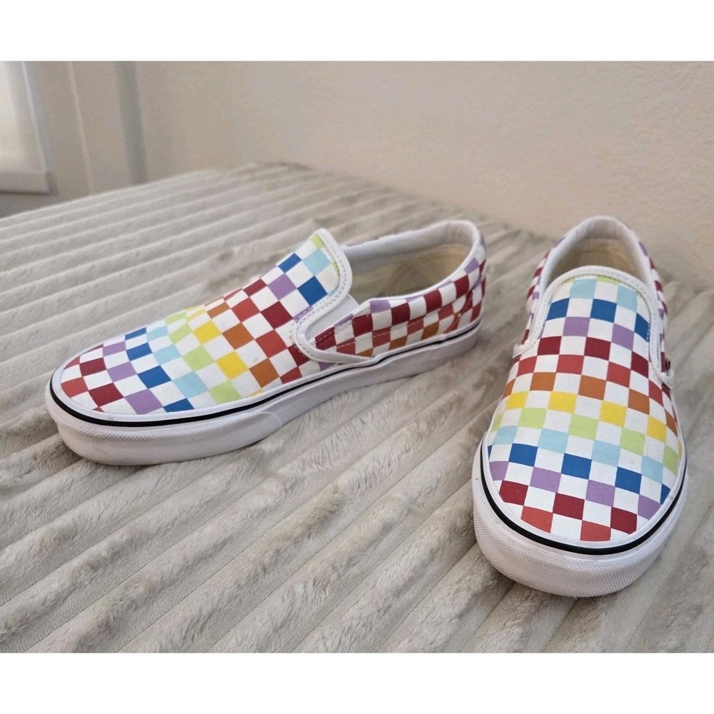 Vans Classic Slip On Rainbow Checkerboard Multicolor Men 8.5 Women 10 Shoes